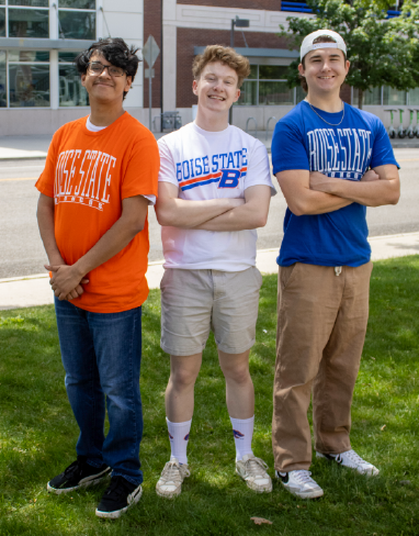 Right flanking image of 3 men in everyday value t-shirts! Click here to see our selection!